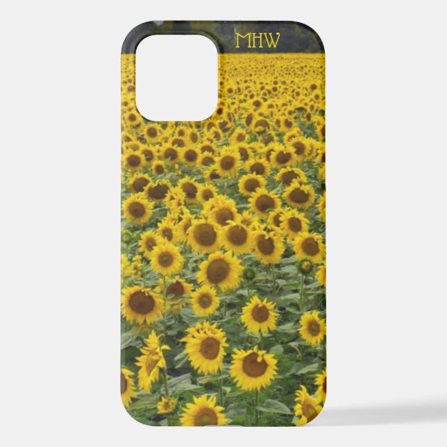 Coque iPhone Initiales du terrain de tournesol (Verso)