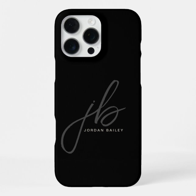 Coque iPhone Initiales et nom de monogramme de script élégant (Verso)