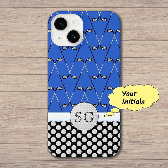 Coque iPhone Initiales golf motif bleu (Example: iPhone 14 'Slim Fit' style case)