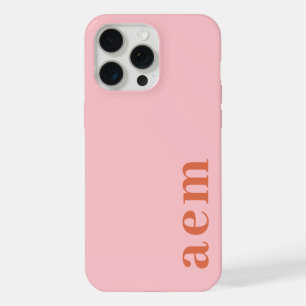 Coque iPhone 15 Pro Max Initiales Monogramme Latérales Minimaliste Rose &