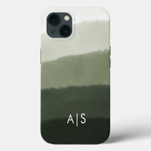 Etui iPhone 13 Initiales Monogrammées Élégantes Jungle Verte Ombr