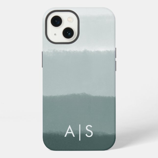 Coque iPhone Initiales Monogrammées Élégantes Limed Spruce Ombr (Verso)