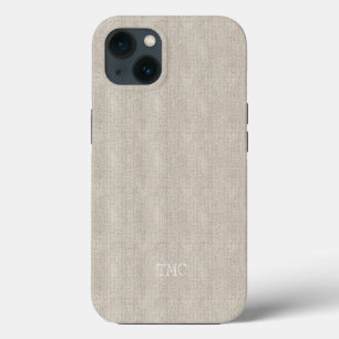 Etui iPhone 13 Initiales Monogrammes Classiques Luxe Linen Fabric
