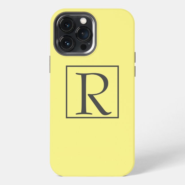 Coque iPhone Initiales Monogrammes gris jaune gris gris personn (Verso)