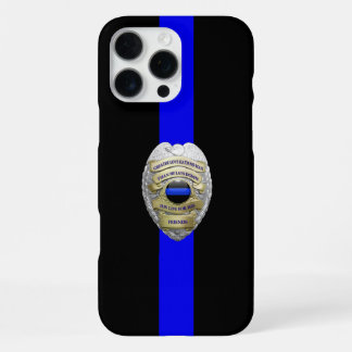 Coque iPhone 16 Pro Max Insigne de police Greater Love Thin Blue Line