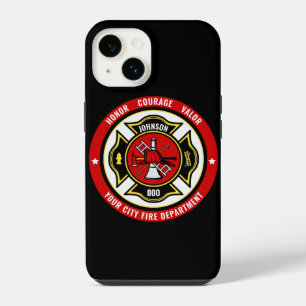 Coque Pour iPhone 14 Insigne de sauvetage de pompier AJOUTER NOM Départ