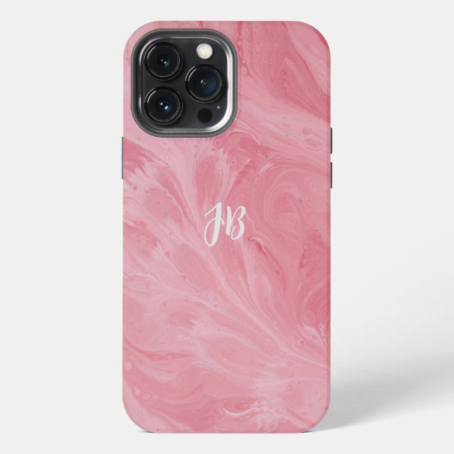 Coque iPhone Iphone13 rose Tiffany avec, sans monogramme (Verso)