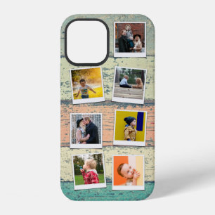 Coque iPhone 12 iPhone 12 7 Collage de photos Planches en bois vin