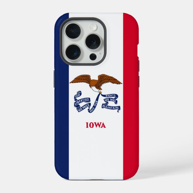 Coque iPhone iPhone 15 Pro Coque-Mate, drapeau Iowa (Verso)
