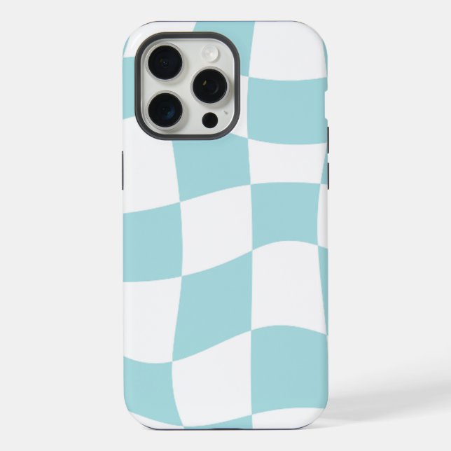 Coque iPhone iPhone 15 Pro Max | Coque Turquoise Checkerboard (Verso)