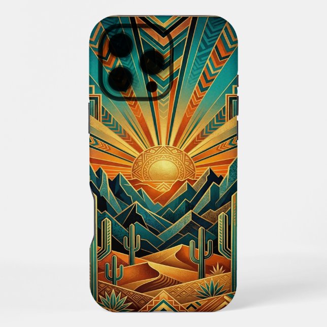 Coque iPhone iPhone 16 Pro Max Case | Geometric Sun Landscape (Verso)