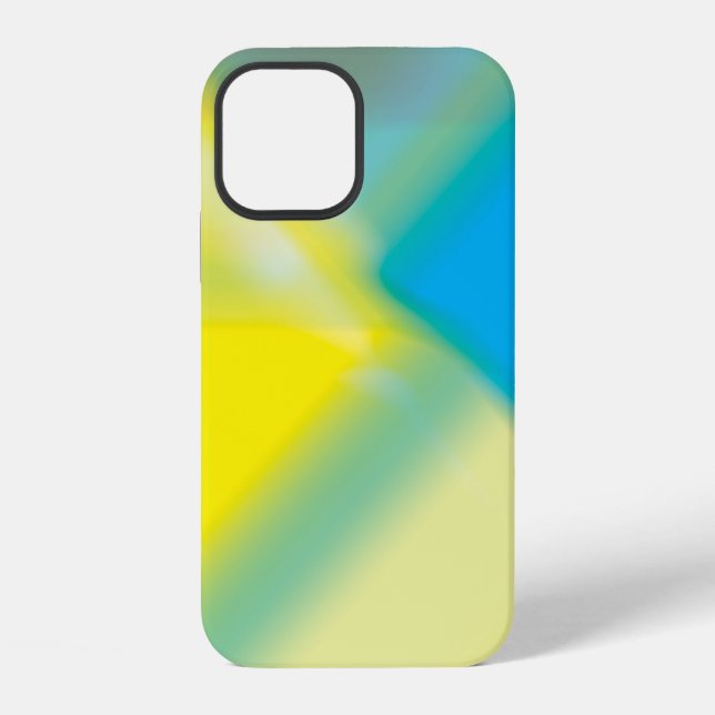 Coque iPhone Iphone Abstrait jaune et bleu turquoise 12  (Verso)