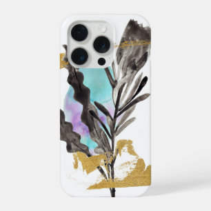 Coque iPhone 15 Pro iPhone /coque ipad avec fleur Protea, texture or