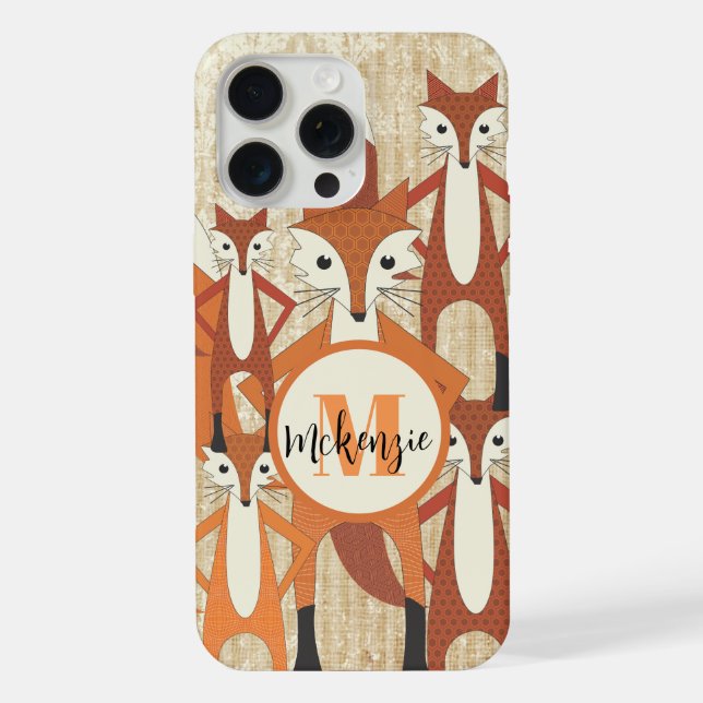 Coque iPhone Iphone Monogram Retro Fox Art Orange Retro (Verso)