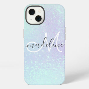 Etui iPhone 13 Iridescent Pastel Holographic Glitter monogrammed