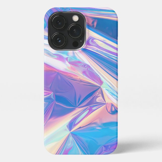 Coque iPhone Iridescente Arc-en-ciel métallique Pastel rose, Aq (Verso)