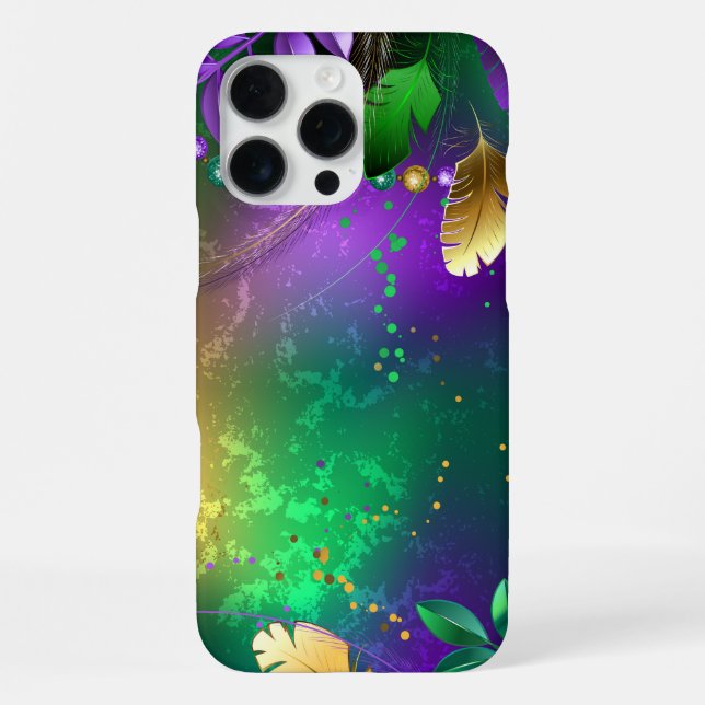 Coque iPhone Iridescente mardi gras arrière - plan avec perles (Verso)