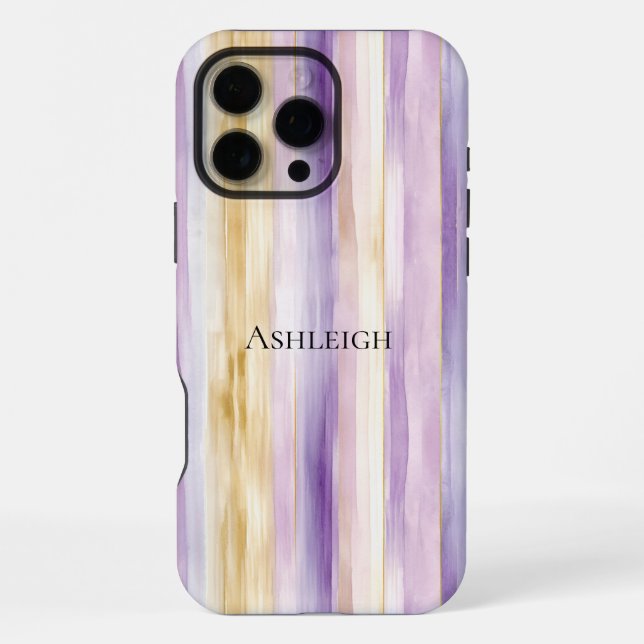 Coque iPhone Iris rayures crème violet   (Verso)