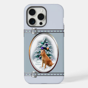 Coque iPhone 15 Pro Max Irish Terrier Mignon Noël Bleu Fêtes de fin d'anné