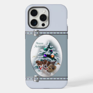 Coque iPhone 15 Pro Max Jack Russell Terrier Mignon Bleu Noël Vacances