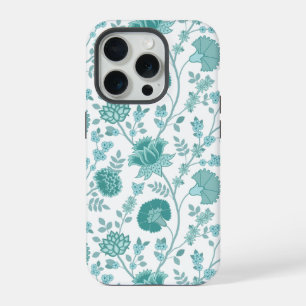 Coque iPhone 15 Pro Jacobean Floral Big Motif Tee sur blanc