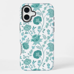 Coque iPhone 16 Plus Jacobean Floral Big Motif Tee sur blanc