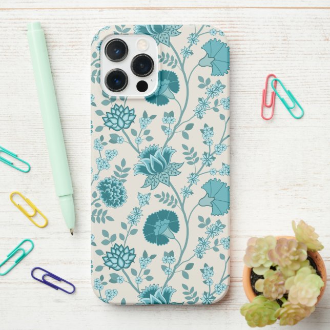 Coque iPhone Jacobean Floral Big Motif Tee sur Crème (Sur le bureau)