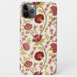 Coque iPhone 11Pro Max Jacobean Floral Grand Motif Reds Pinks Gold Creme