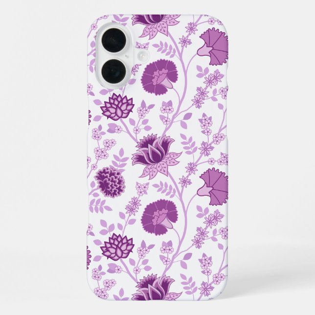Coque iPhone Jacobean Floral Grand Motif rose sur blanc (Verso)