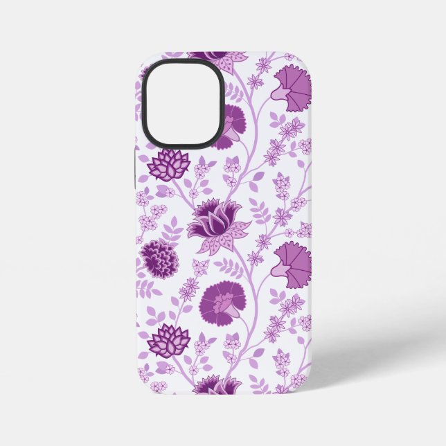 Coque iPhone Jacobean Floral Grand Motif rose sur blanc (Verso)