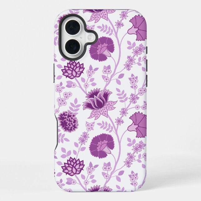 Coque iPhone Jacobean Floral Grand Motif rose sur blanc (Verso)