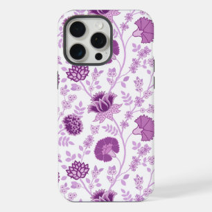 Coque iPhone 15 Pro Max Jacobean Floral Grand Motif rose sur blanc
