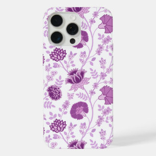 Coque iPhone 15 Pro Max Jacobean Floral Grand Motif rose sur blanc
