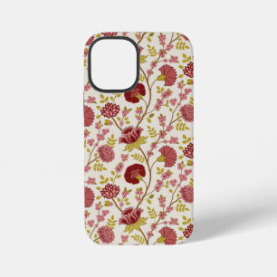 Coque iPhone 12 Mini Jacobean Floral Pattern Rouge Rose Gold Crème