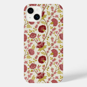 Jacobean Floral Pattern Rouge Rose Gold Crème