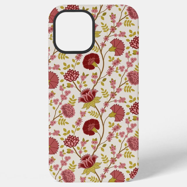 Coque iPhone Jacobean Floral Pattern Rouge Rose Gold Crème (Verso)