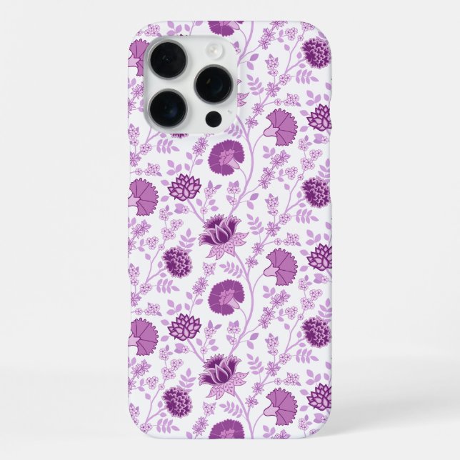Coque iPhone Jacobean Floral Répétition Motif Pinks sur Blanc (Verso)