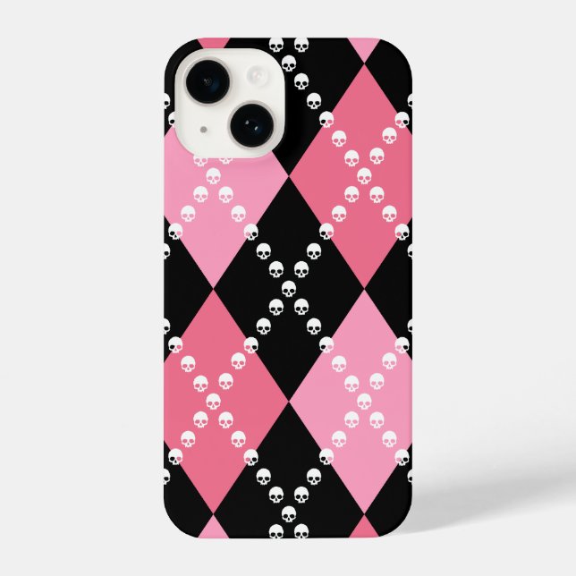 Coque iPhone Jacquard crâne rose (Verso)