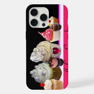 Coque iPhone 15 Pro Max J'ADORE LES DÉLICIEUX CUPCAKES Rose,Fuchsia Blanc