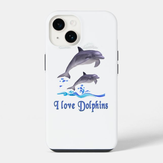 Coque iPhone J'adore l'étui Case-Mate pour iPhone 14 Dolphins (Verso)