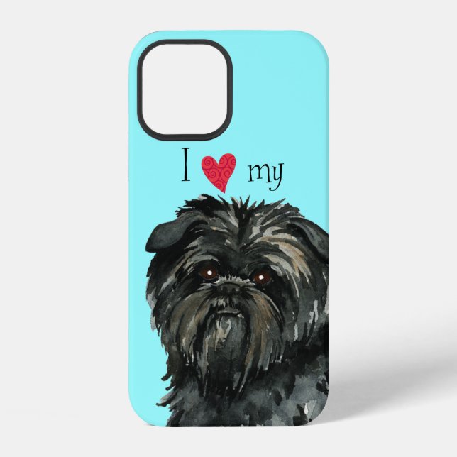 Coque iPhone J'adore mon Affenpinscher (Verso)