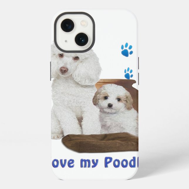 Coque iPhone J'adore mon Caniche (Verso)