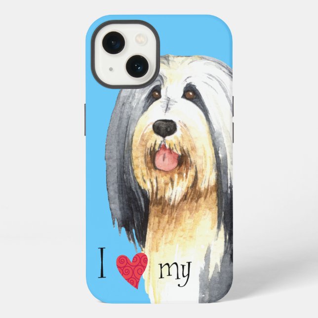 Coque iPhone J'adore mon Colley barbu (Verso)