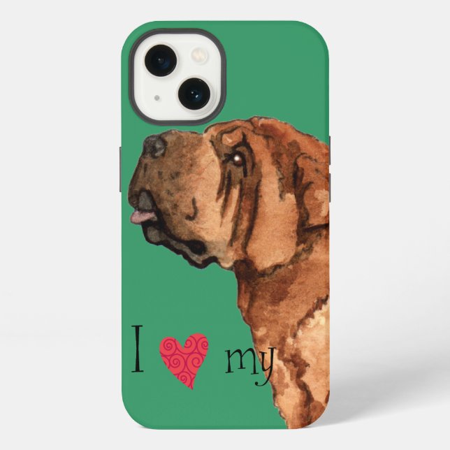 Coque iPhone J'adore mon Shar-Pei chinois (Verso)