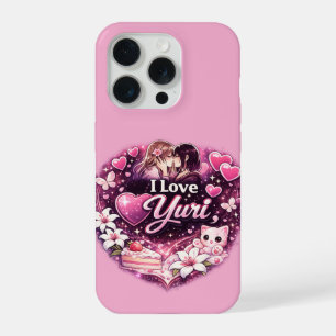 Coque iPhone 15 Pro J'adore Yuri Esthétique Anime Filles Amour Kawai