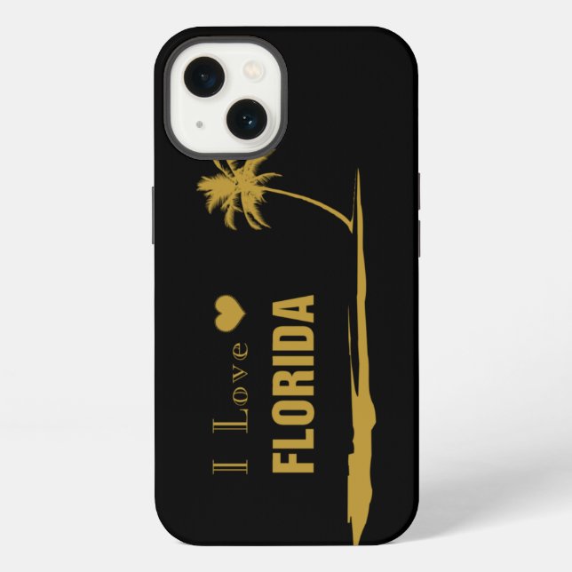 Coque iPhone J'aime Florida Gold (Verso)