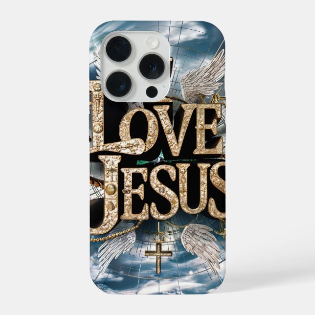 Coque iPhone J'aime Jésus #4 Coque-coque iphone (Verso)