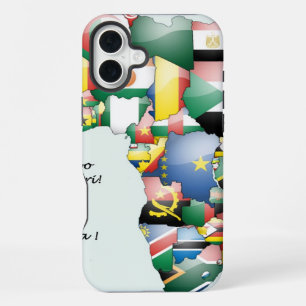 Coque iPhone 16 Plus J'aime l'art de l'Afrique Carte panafricaine et