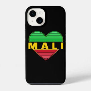 Coque Pour iPhone 14 J'aime le Mali, coeur malien