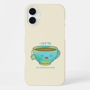 Coque iPhone 16 Plus J'aime le thé à la fois aux herbes et verbalement